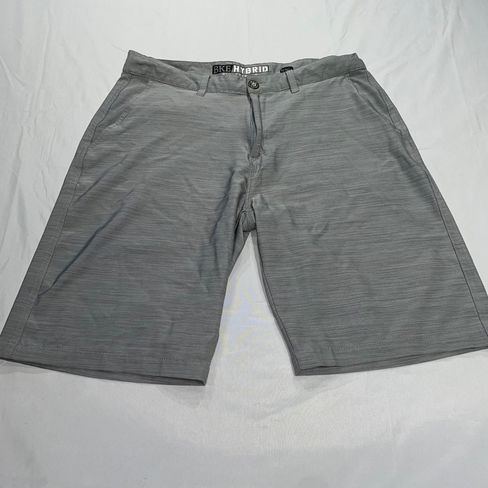 BKE Hybrid Athletic Fit Gray Shorts Mens Size 33 Heathered Stretch Performance